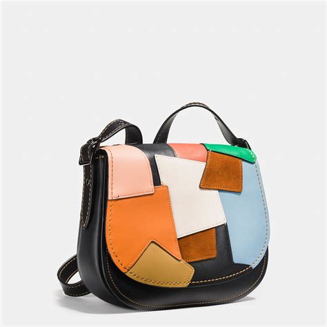 Lyst Coach Saddle Bag 23 In Patchwork Leather In Black