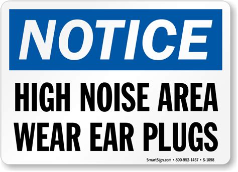High Noise Area Wear Ear Plugs Sign Osha Compliant Notice Sku S
