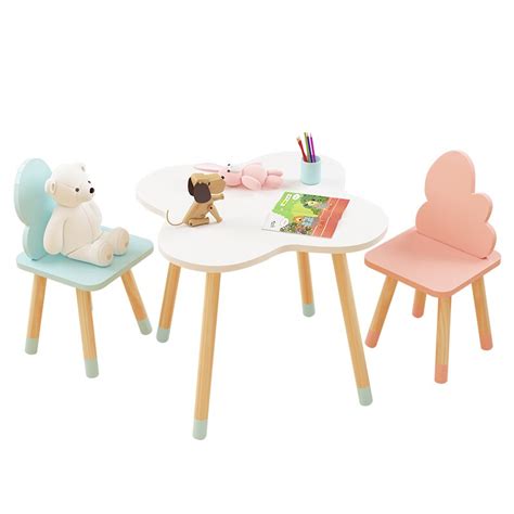 White oak solid wood dining room kitchen chairs seat home nook sturdy set of 2. Wooden Children's Study Table and Chairs Kindergarten Cartoon Cloud Small Table Writing Toy Game ...