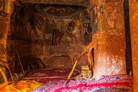 Tigray Ethiopia January 26 2019 Wall Paintings In Abuna Yemata Guh