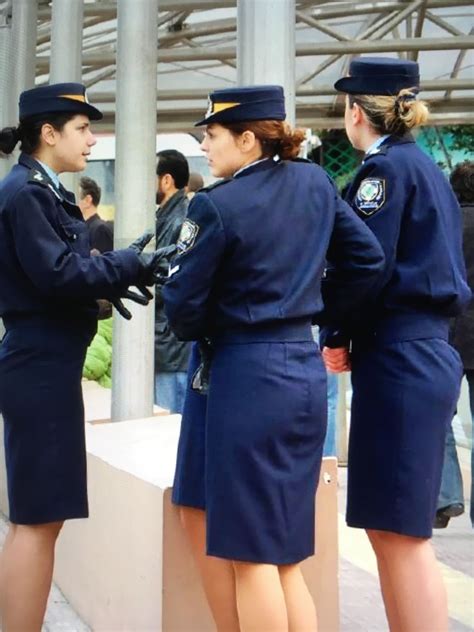 Athens Airport Female Police Officers Police Uniforms Lookout Greek Wanted Dresses For