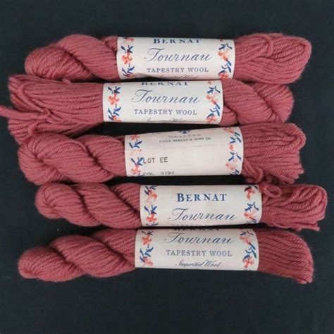 Vintage 5 Bernat Tournau Dusty Rose Pink Wool Needlepoint Tapestry Yarn