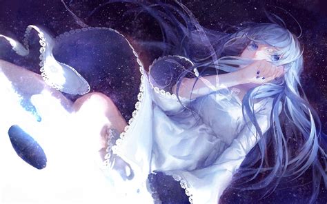 White Hair Anime Girl With Blue Eyes Anime Wallpaper Hd