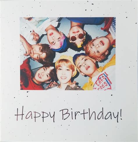 BTS Happy Birthday Foil Customizable Card Rose Gold Pink Bangtan Printed Art Gift Kpop Custom