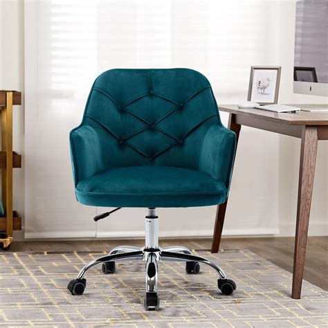 Shop for adjustable height task chair online at target. Velvet Desk Chair, Modern Upholstered Arm Chair with ...