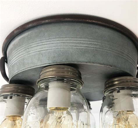 Flush Mount Rustic Mason Jar Ceiling Light Fixture New Quarts Etsy