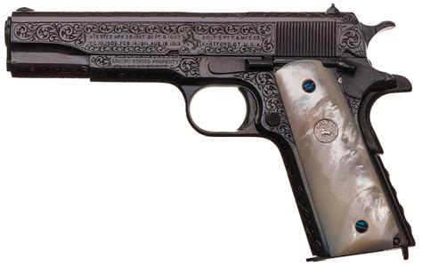 Us 1911 Pistol Engraved And Silver Inlaid For A 4 Star General Rock