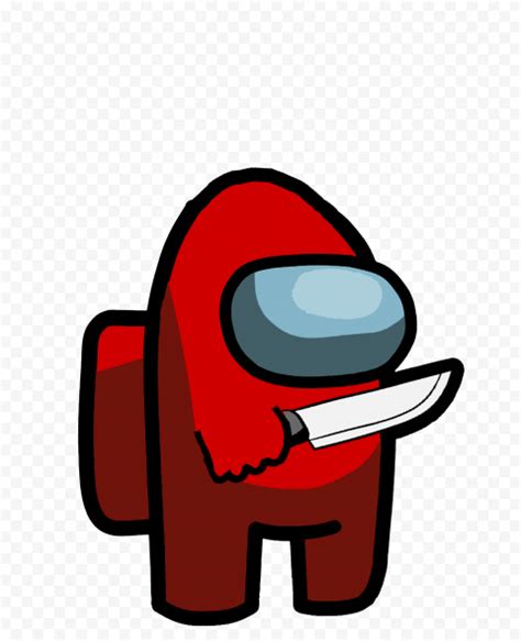 Hd Red Among Us Character With Knife On Hand Png Citypng