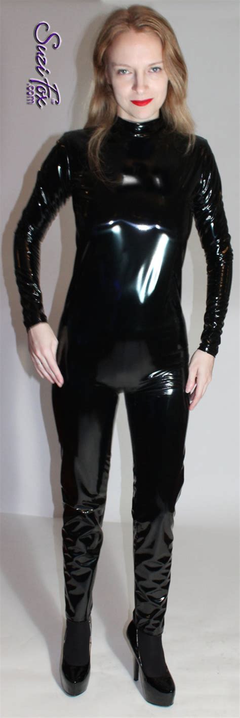 Back Zipper Smooth Front Catsuit Shown In Stretch Gloss Etsy Uk