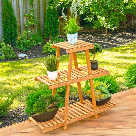 Leisure Season Ltd 3 Tier Indoor Outoor Wooden Plant Stand