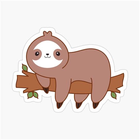 Cute Lazy Sloth Kawaii Style Illustration Sticker By Yakoazon Lazy