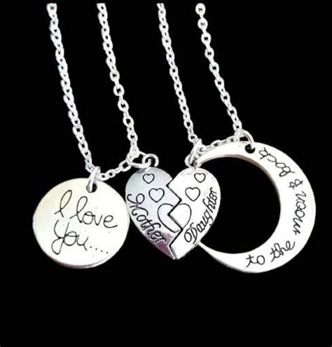 2pc or 3pc mom and daughter necklace set engraved heart etsy