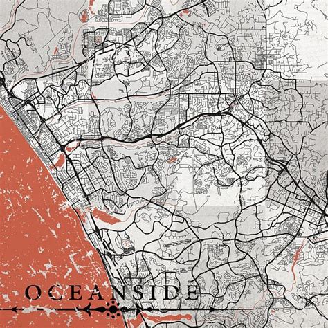 OCEANSIDE CA Canvas Print California Vintage Map Oceanside Ca Hotel Art Canvas Prints