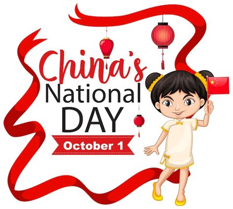 Banner Do Dia Nacional Da China Com Uma Personagem De Desenho Animado
