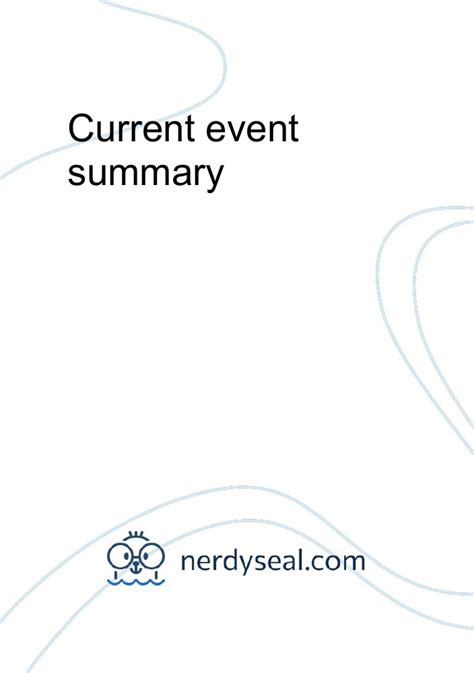 Current Event Summary 557 Words Nerdyseal