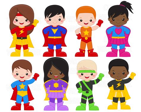 Superhero Clipart Boys Super Hero Clip Art Girls Super Hero Etsy