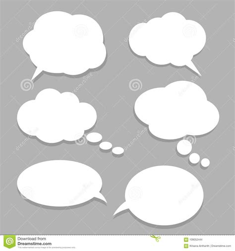 Vector Set Of Stickers Of Speech Bubbles. Blank Empty White Speech ...