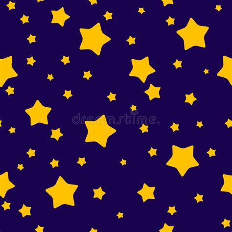 Starry Sky Seamless Pattern Background With Star Vector Illustration
