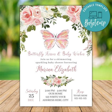 Free Printable Butterfly Baby Shower Invitation Templates
