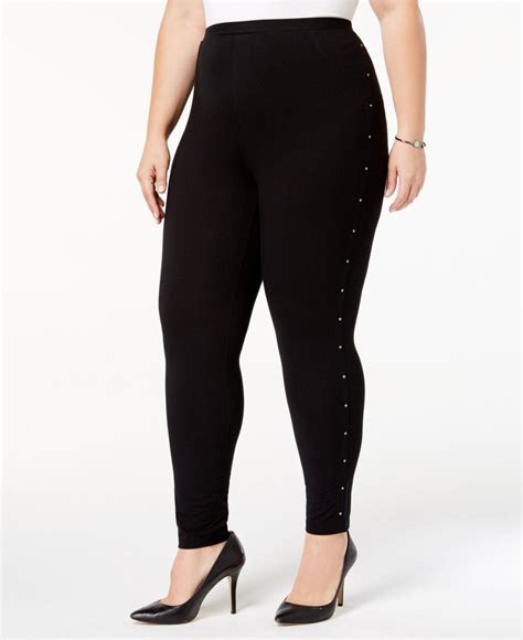 Style And Co Cotton Plus Size Studded Leggings In Deep Black Black Lyst