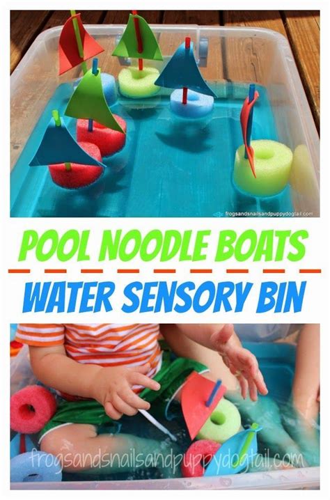 Toddlers love to scoop and pour and watch what water does as it flows through containers. Pool Noodle Boats Water Sensory Bin - FSPDT ...