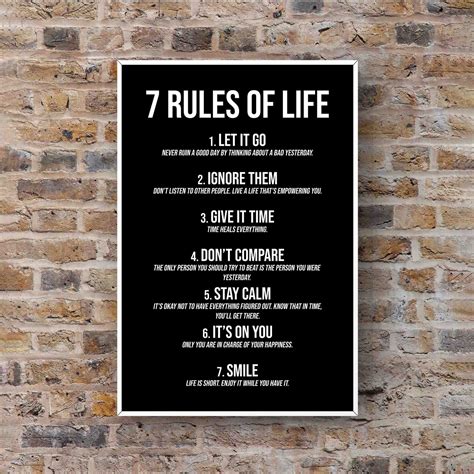 7 Rules Of Life Wall Art Quote Life Rules For Success Positive Etsy