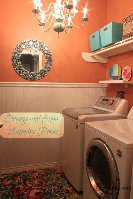 Pretty Orange And Aqua Laundry Room Makeover Diy Craft Inspiration