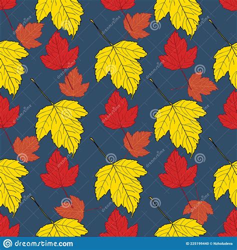Vector Seamless Pattern With Autumn Leaves Stock Vector Illustration