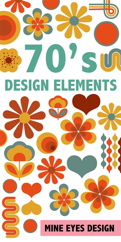 70s Design Elements Retro Seventies Clip Art Bundle Etsy Design