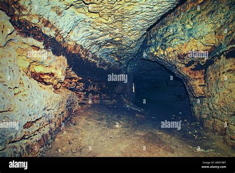 Bastion Passage Under City Old Catacombs Built In Orange Sandstone