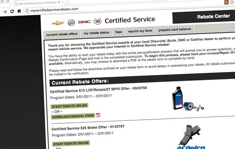 My GM Certified Service Rebates