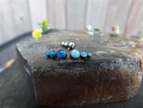 LOCAL PIERCERS Titanium Opal Dermal Piercing Cluster Conch Earring