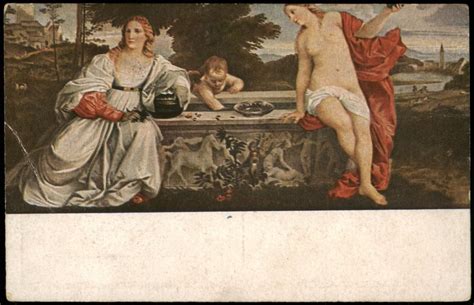 Künstlerkarte Gemälde Irdische und himmlische Liebe Erotik Tizian 1912