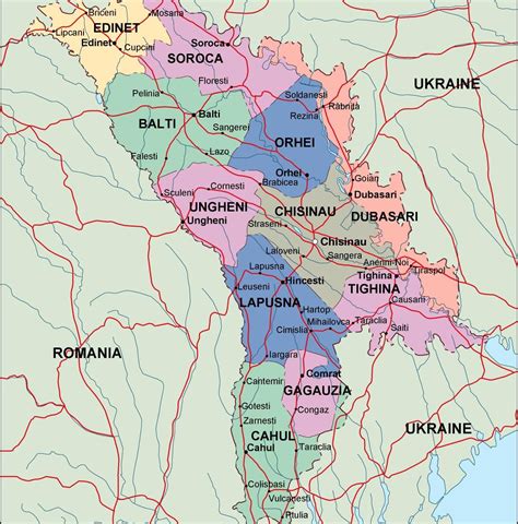 Moldavien Karta Europa Moldova Political Map Illustrator Vector Eps