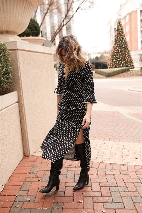 How To Style A Midi Dress With Knee High Boots Polished Closets Dress With Knee High Boots
