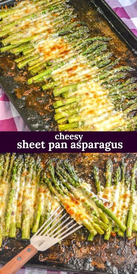 Easy cheesy garlic roasted asparagus with mozzarella cheese is a perfect one sheet pan side dish. Garlic Roasted Cheesy Sheet Pan Asparagus - Let's Eat