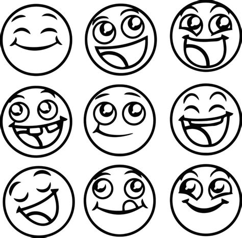 Get This Emoji Coloring Pages Black And White Various Happy Faces