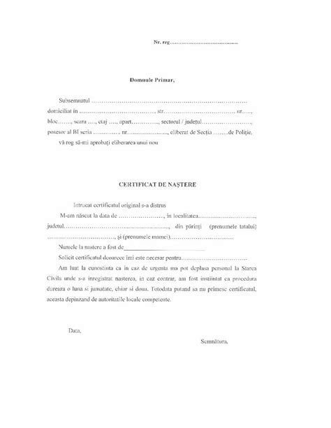PDF 3 Cerere Pentru Eliberarea Unui Nou Certificat De Nastere
