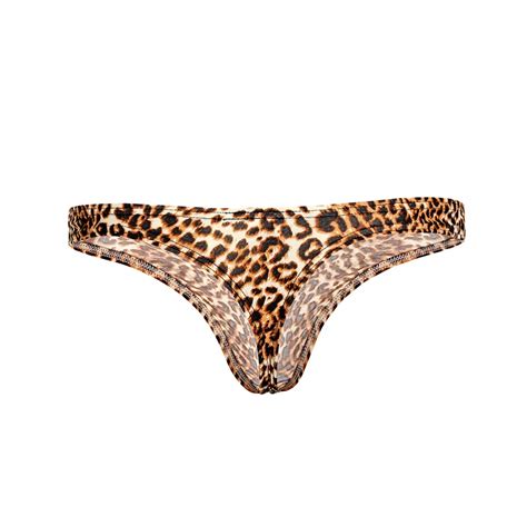 Men Thongs And G Strings Sexy Leopard Print Men Underwear Penis Pouch Panties Mens Bikini