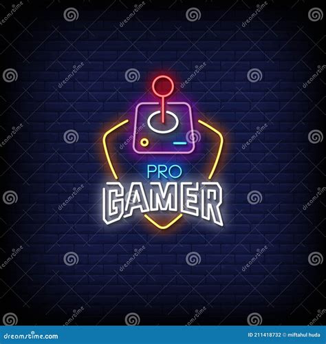 Big Set Gamer Neon Sing Game Room Label And Logo Gamer Banner Logo