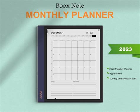 Boox Note Templates 2023 Monthly Planner Boox Note Air Etsy