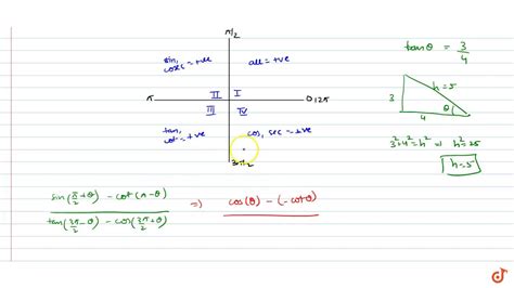 Quizlet is the easiest way to study, practise and master what you're learning. If `tan theta=3/4` and `theta` is not in first quadrant ...
