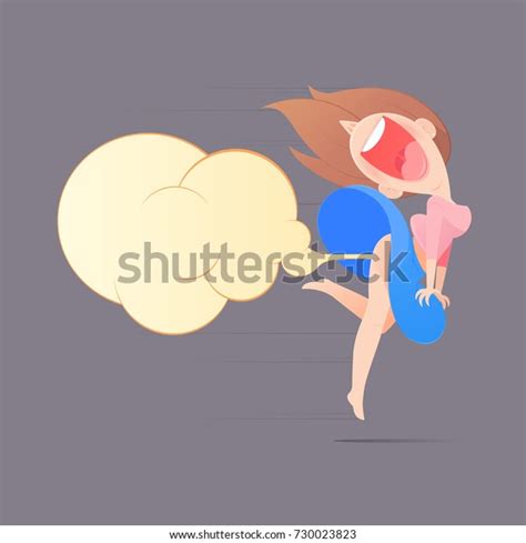 Cute Woman Farting Blank Balloon Out Stock Vector Royalty Free 730023823