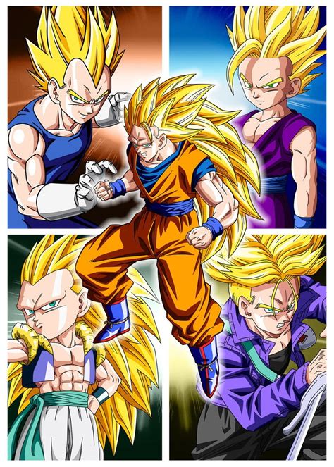 Qunexc Goku Gohan Goten Gotenks Trunks Vegeta Art Silk Poster 24x32