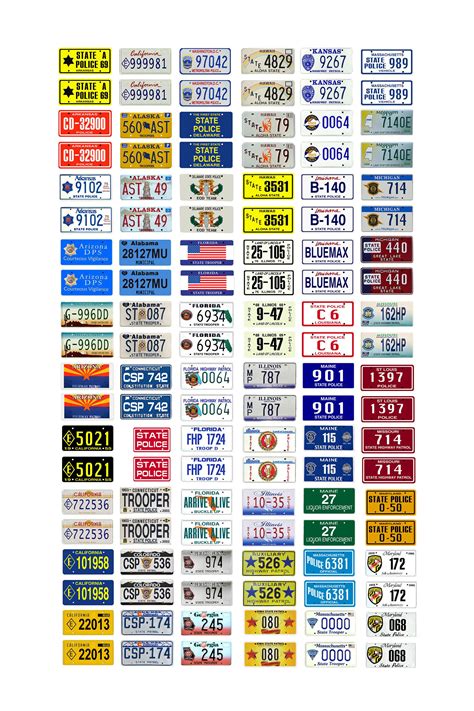 Scale model state police car license tag plates highway patrol deluxe