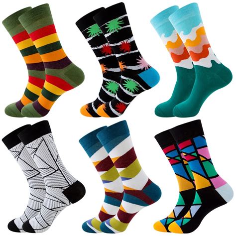 2 Pairs Mens Colorful Dress Socks Fun Happy Crew Socks Etsy