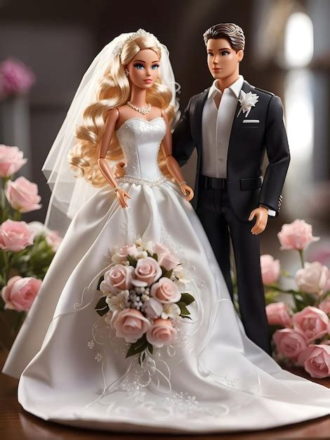 Vestido De Noiva Da Barbie Com O Marido Foto Premium