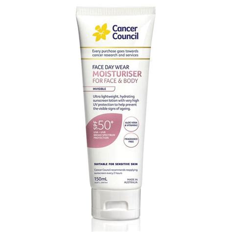 4.8 out of 5 stars based on 18 product ratings(18). Buy Cancer Council SPF 50+ Face & Body Moisturiser 150ml ...