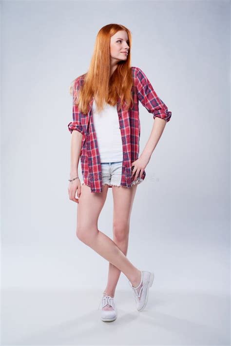 Full Length Beautiful Red Haired Teen Girl Stock Photo Image Of Full