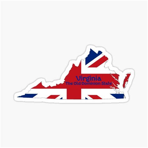 Virginia Map With State Nickname The Old Dominion State Sticker For